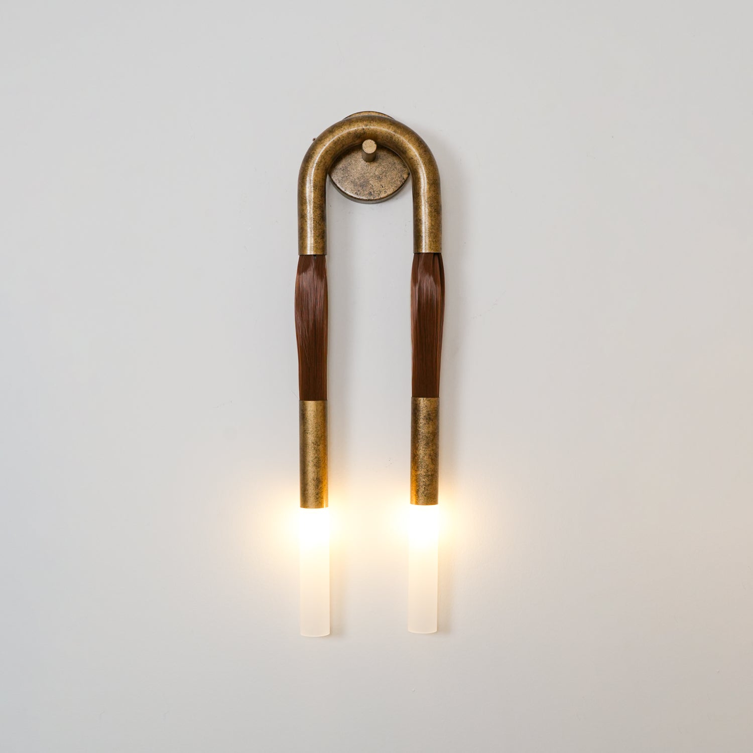 Horsehair Wall Lamp, Wrought Iron, White Glass Shade, G9, 3000K