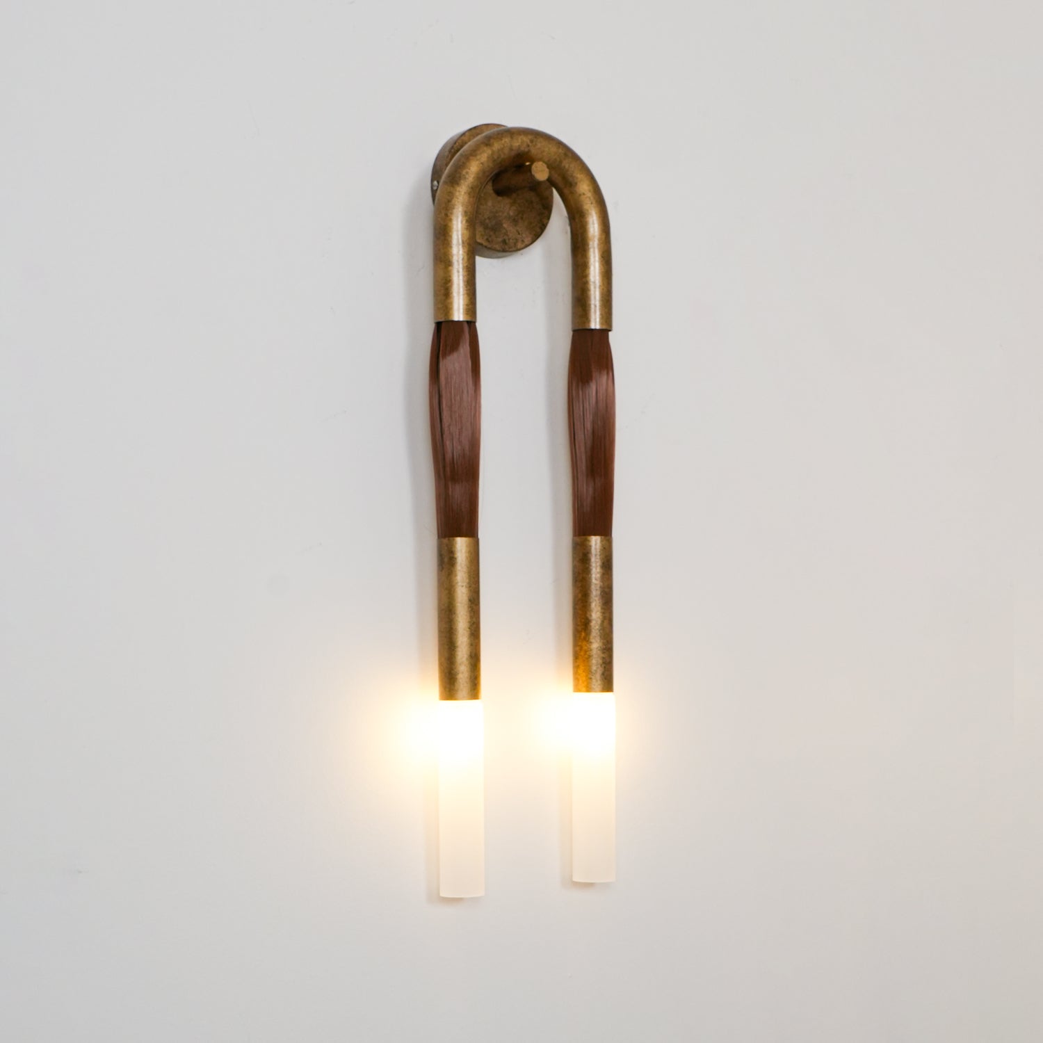 Horsehair Wall Lamp, Wrought Iron, White Glass Shade, G9, 3000K
