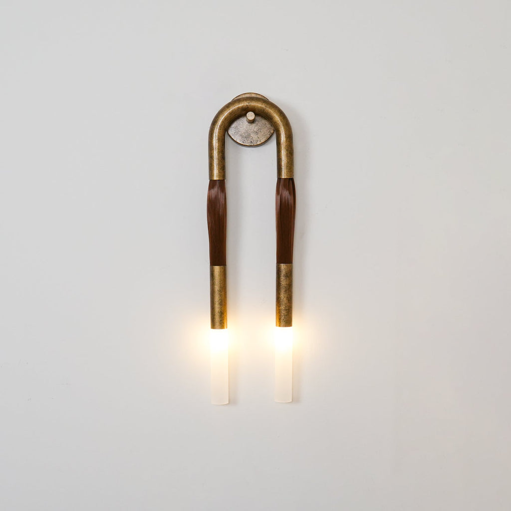 Horsehair Wall Lamp, Wrought Iron, White Glass Shade, G9, 3000K