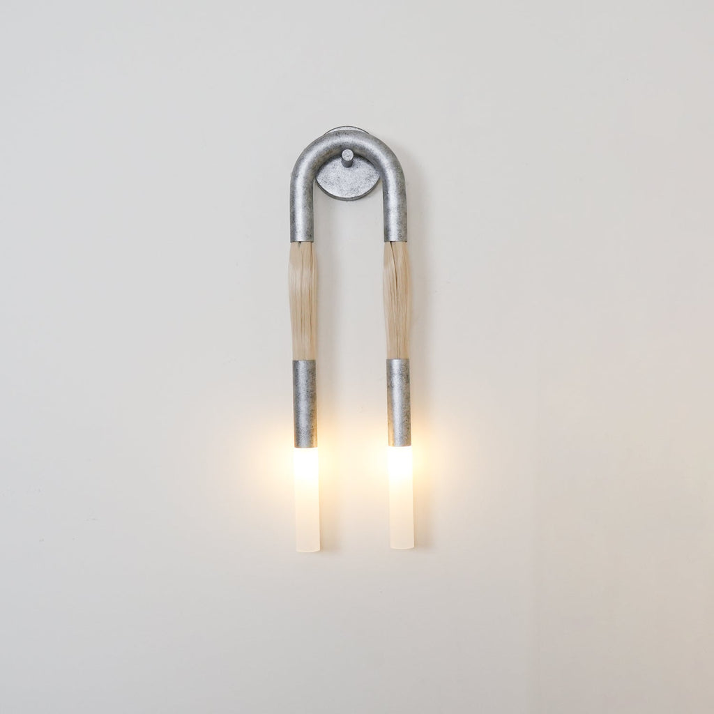 Horsehair Wall Lamp, Wrought Iron, White Glass Shade, G9, 3000K