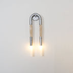 Horsehair Wall Lamp, Wrought Iron, White Glass Shade, G9, 3000K