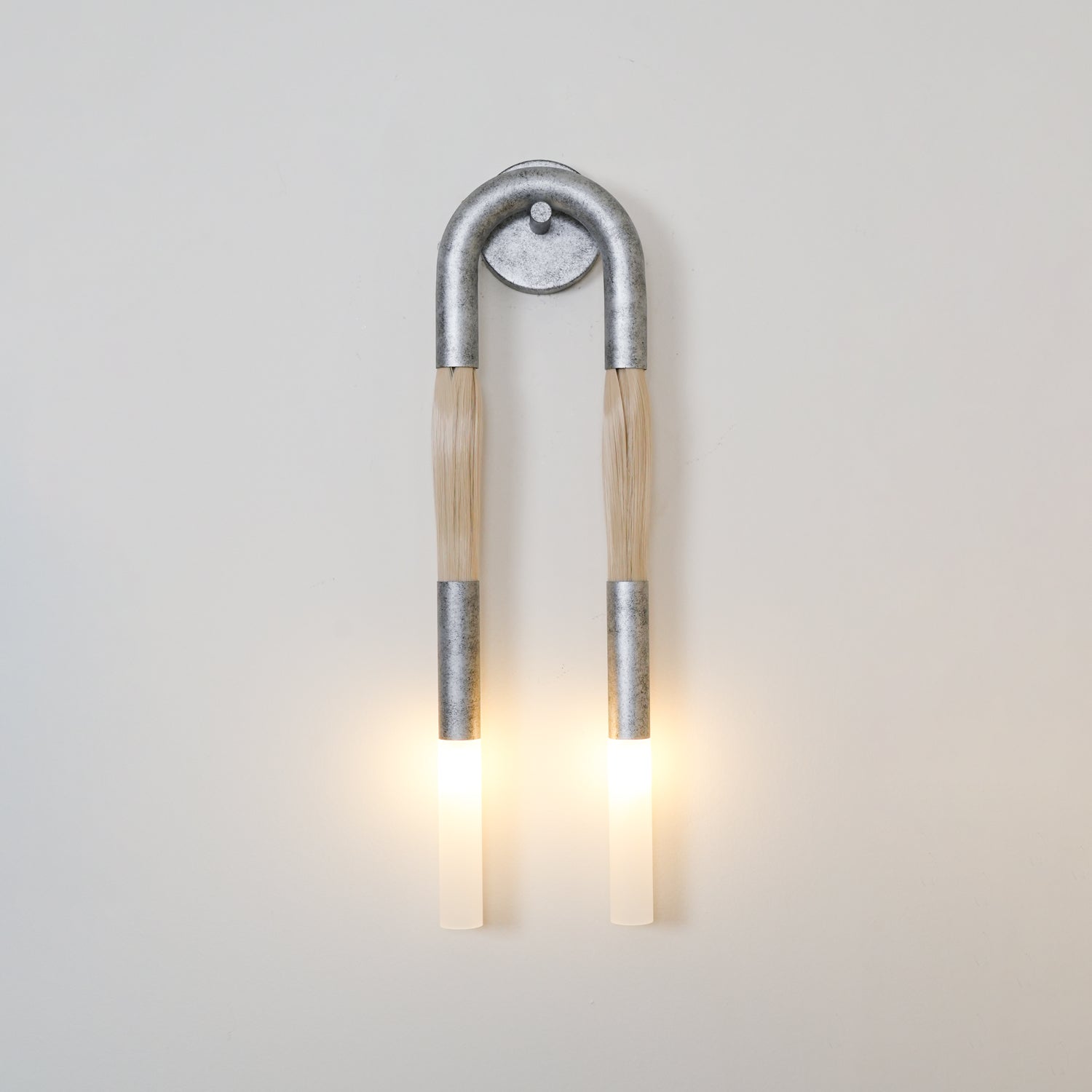 Horsehair Wall Lamp, Wrought Iron, White Glass Shade, G9, 3000K