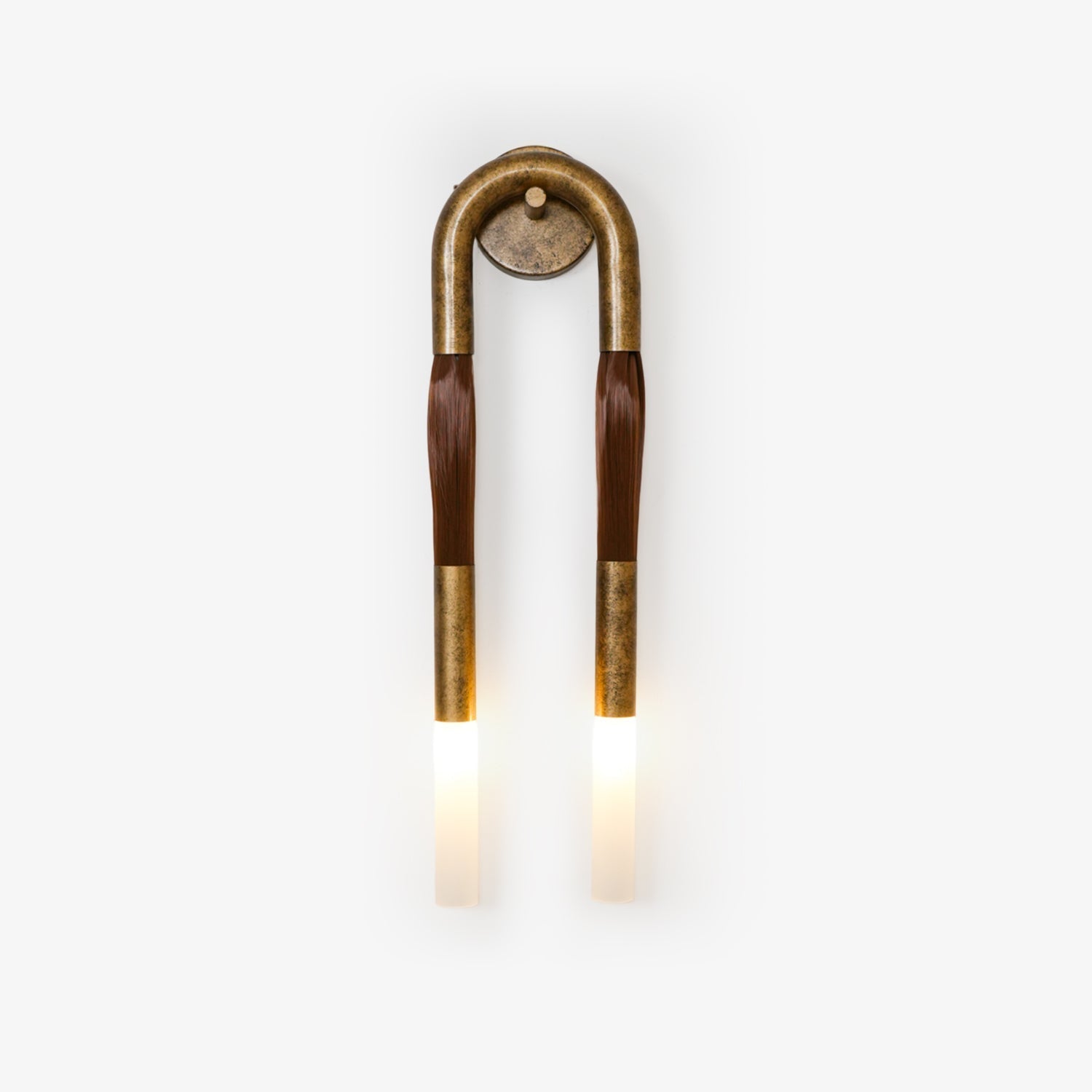 Horsehair Wall Lamp, Wrought Iron, White Glass Shade, G9, 3000K
