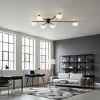 Ceiling Light, Jasper Brass Sputnik, White Glass Oval Shades, G9, Low Profile