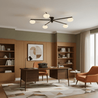 Ceiling Light, Jasper Brass Sputnik, White Glass Oval Shades, G9, Low Profile