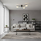 Ceiling Light, Jasper Brass Sputnik, White Glass Oval Shades, G9, Low Profile