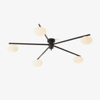Ceiling Light, Jasper Brass Sputnik, White Glass Oval Shades, G9, Low Profile
