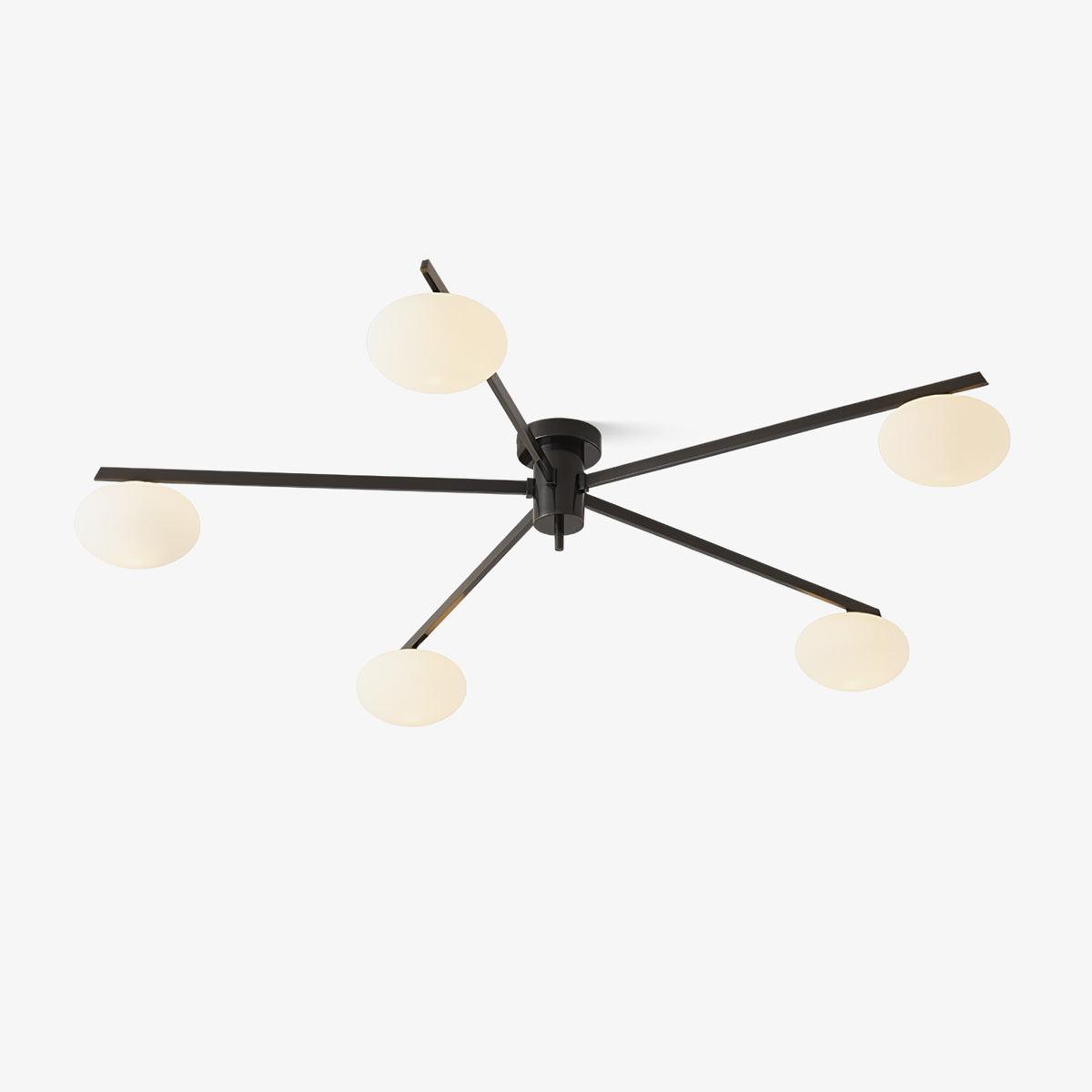 Ceiling Light, Jasper Brass Sputnik, White Glass Oval Shades, G9, Low Profile