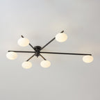 Ceiling Light, Jasper Brass Sputnik, White Glass Oval Shades, G9, Low Profile