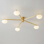 Ceiling Light, Jasper Brass Sputnik, White Glass Oval Shades, G9, Low Profile