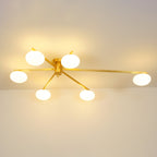 Ceiling Light, Jasper Brass Sputnik, White Glass Oval Shades, G9, Low Profile