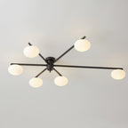 Ceiling Light, Jasper Brass Sputnik, White Glass Oval Shades, G9, Low Profile