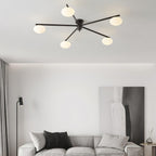 Ceiling Light, Jasper Brass Sputnik, White Glass Oval Shades, G9, Low Profile