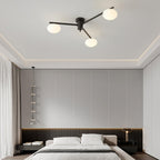 Ceiling Light, Jasper Brass Sputnik, White Glass Oval Shades, G9, Low Profile