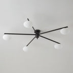 Ceiling Light, Jasper Brass Sputnik, White Glass Oval Shades, G9, Low Profile