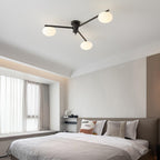 Ceiling Light, Jasper Brass Sputnik, White Glass Oval Shades, G9, Low Profile