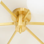 Ceiling Light, Jasper Brass Sputnik, White Glass Oval Shades, G9, Low Profile
