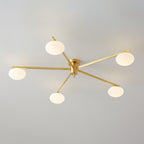 Ceiling Light, Jasper Brass Sputnik, White Glass Oval Shades, G9, Low Profile