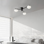 Ceiling Light, Jasper Brass Sputnik, White Glass Oval Shades, G9, Low Profile