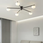 Ceiling Light, Jasper Brass Sputnik, White Glass Oval Shades, G9, Low Profile