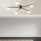 Ceiling Light, Jasper Brass Sputnik, White Glass Oval Shades, G9, Low Profile