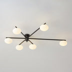 Ceiling Light, Jasper Brass Sputnik, White Glass Oval Shades, G9, Low Profile