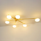 Ceiling Light, Jasper Brass Sputnik, White Glass Oval Shades, G9, Low Profile