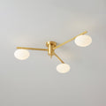 Ceiling Light, Jasper Brass Sputnik, White Glass Oval Shades, G9, Low Profile