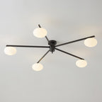 Ceiling Light, Jasper Brass Sputnik, White Glass Oval Shades, G9, Low Profile