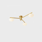 Ceiling Light, Jasper Brass Sputnik, White Glass Oval Shades, G9, Low Profile