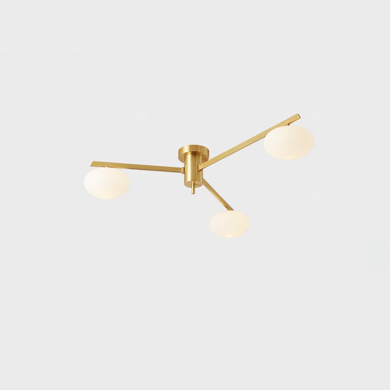 Ceiling Light, Jasper Brass Sputnik, White Glass Oval Shades, G9, Low Profile