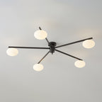 Ceiling Light, Jasper Brass Sputnik, White Glass Oval Shades, G9, Low Profile