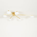 Ceiling Light, Jasper Brass Sputnik, White Glass Oval Shades, G9, Low Profile