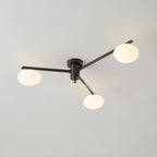 Ceiling Light, Jasper Brass Sputnik, White Glass Oval Shades, G9, Low Profile