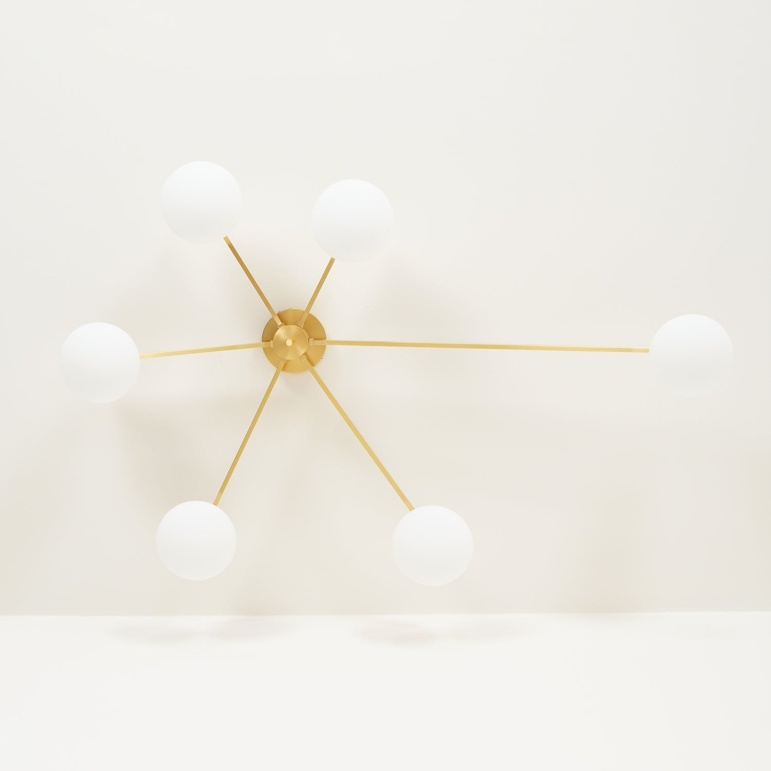Ceiling Light, Jasper Brass Sputnik, White Glass Oval Shades, G9, Low Profile