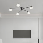 Ceiling Light, Jasper Brass Sputnik, White Glass Oval Shades, G9, Low Profile