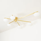 Ceiling Light, Jasper Brass Sputnik, White Glass Oval Shades, G9, Low Profile