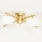 Ceiling Light, Jasper Brass Sputnik, White Glass Oval Shades, G9, Low Profile