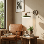 Lola Wall Lamp, Round Disc, Plug-In, Integrated LED, Chrome or Green