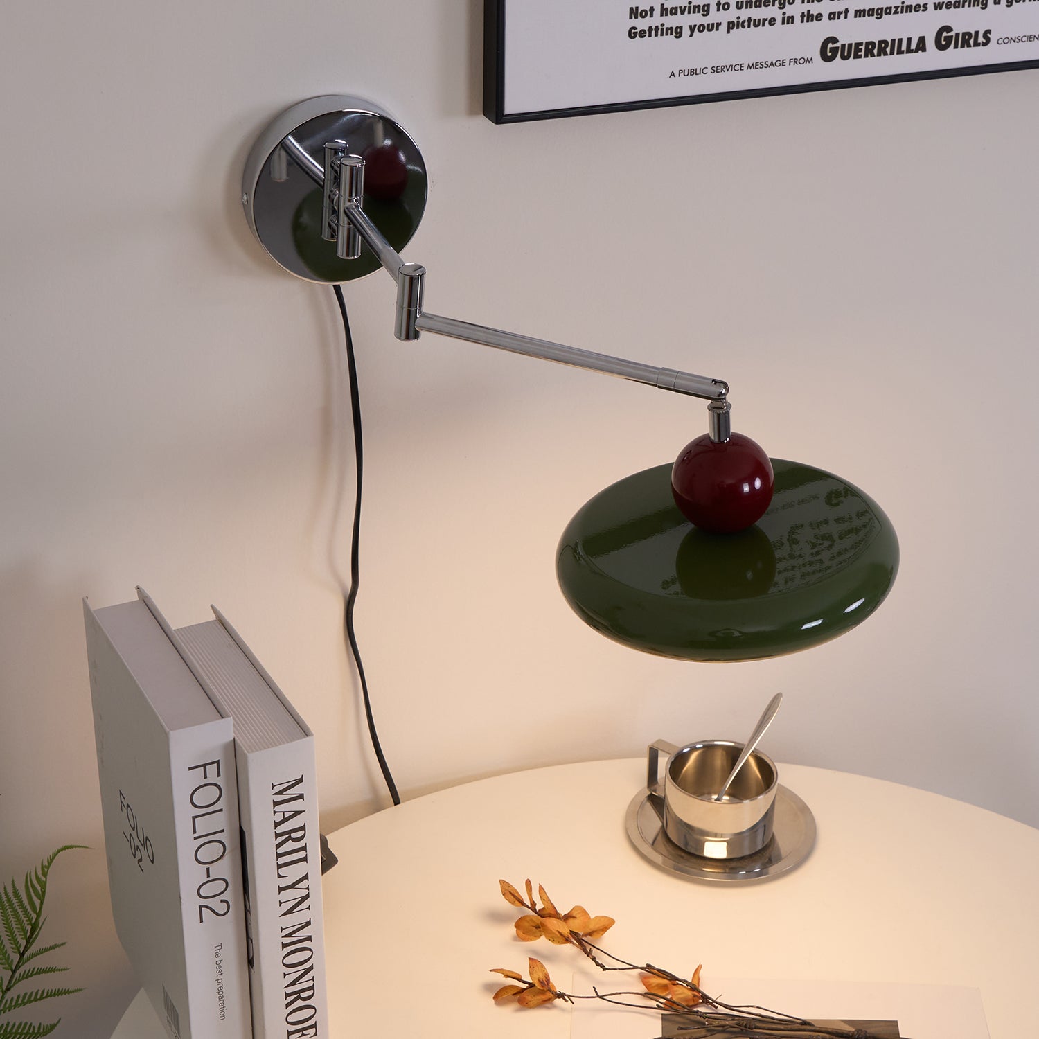 Lola Wall Lamp, Round Disc, Plug-In, Integrated LED, Chrome or Green