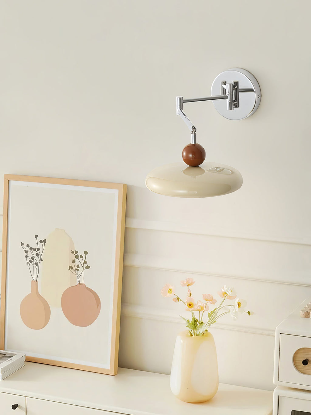 Lola Wall Lamp, Round Disc, Plug-In, Integrated LED, Chrome or Green