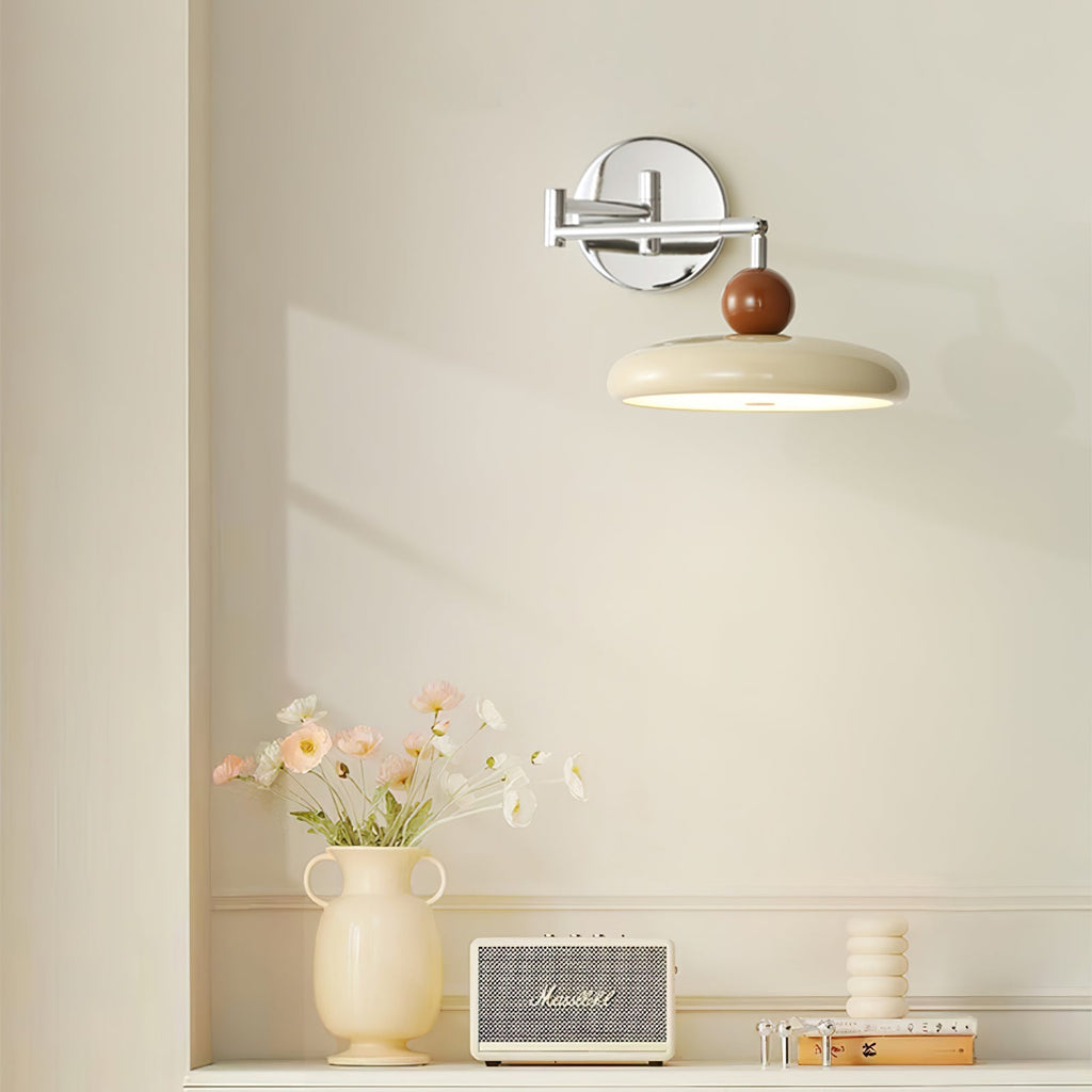 Lola Wall Lamp, Round Disc, Plug-In, Integrated LED, Chrome or Green