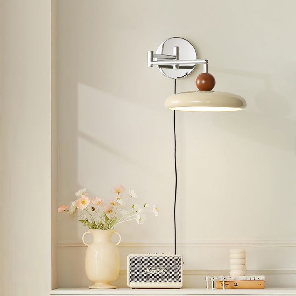 Lola Wall Lamp, Round Disc, Plug-In, Integrated LED, Chrome or Green