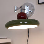 Lola Wall Lamp, Round Disc, Plug-In, Integrated LED, Chrome or Green