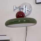 Lola Wall Lamp, Round Disc, Plug-In, Integrated LED, Chrome or Green