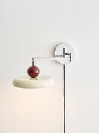 Lola Wall Lamp, Round Disc, Plug-In, Integrated LED, Chrome or Green