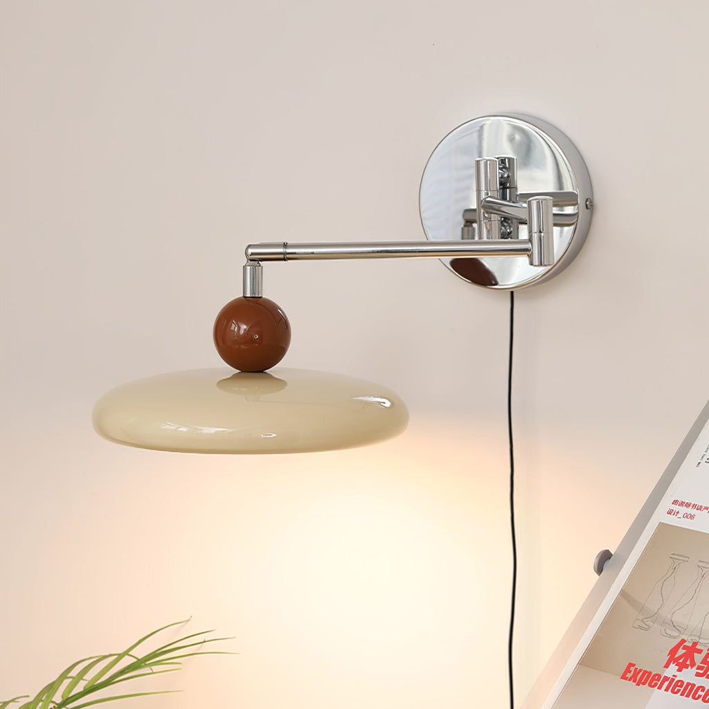 Lola Wall Lamp, Round Disc, Plug-In, Integrated LED, Chrome or Green