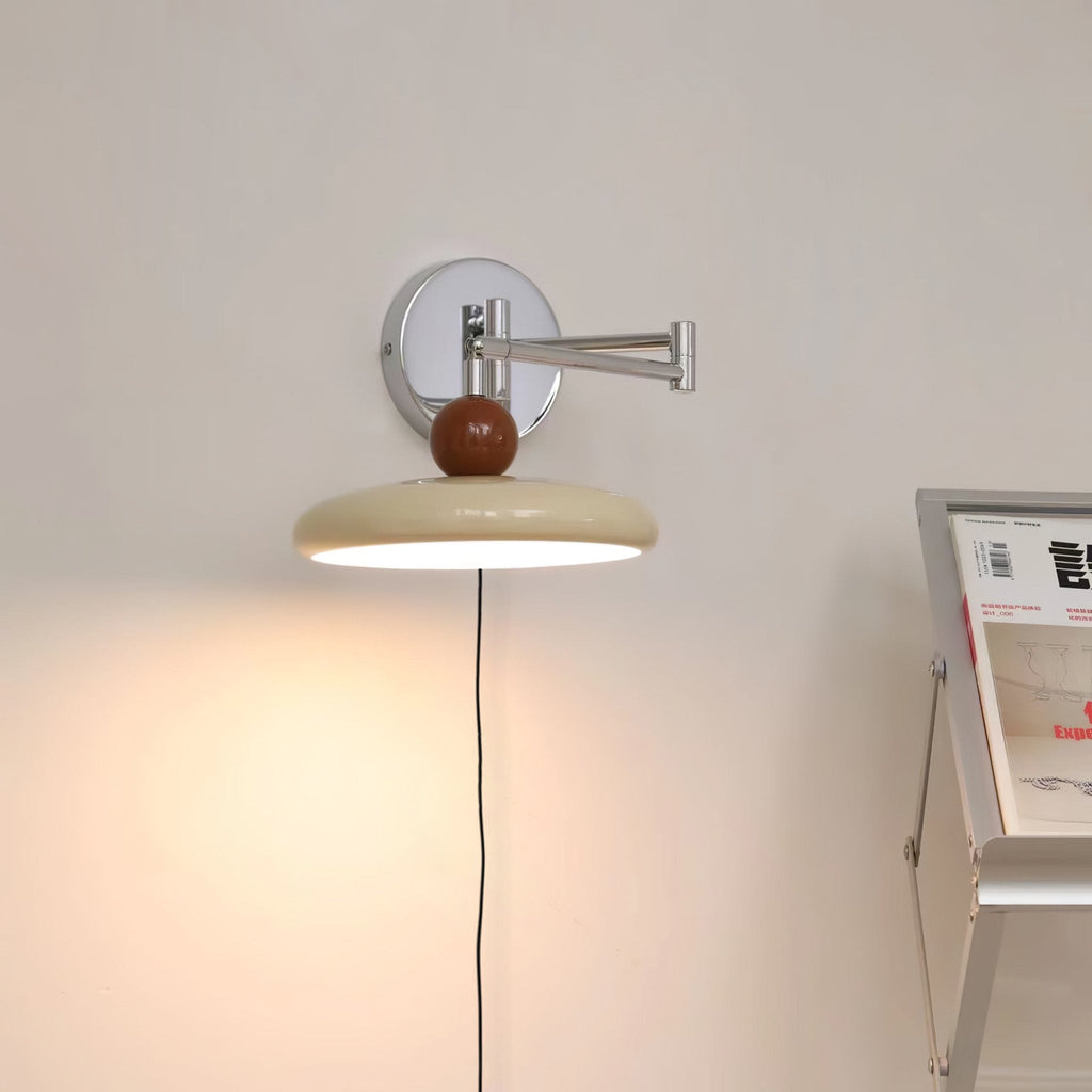 Lola Wall Lamp, Round Disc, Plug-In, Integrated LED, Chrome or Green