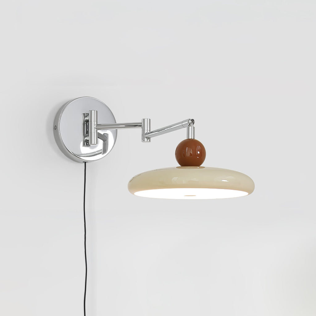 Lola Wall Lamp, Round Disc, Plug-In, Integrated LED, Chrome or Green