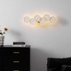 Wall Sconce, White Ceramic Lotus Petals, Gold Spine, G4 Hardwired